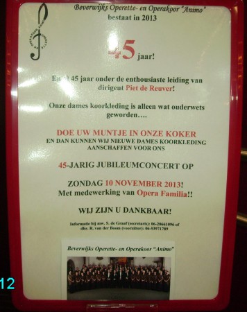 In 2012 deed het koor mee aan een aktie van de Dekamarkt en won een prijsgeld voor de 3e plaats voor aanschaf van nieuwe koorkleding voor de dames!